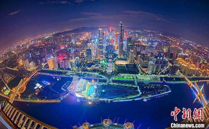 廣州海心沙夜景(資料圖)。　廣州市文化廣電旅游局 供圖
