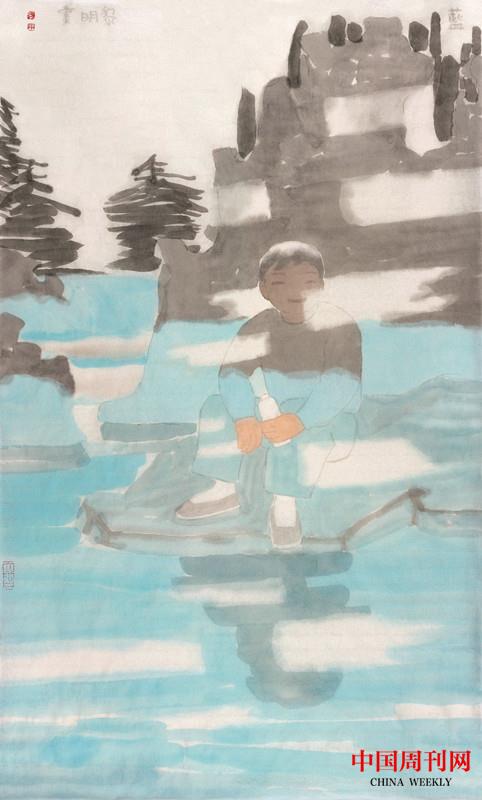 田黎明2020藍，紙本水墨，70×40cm.jpg